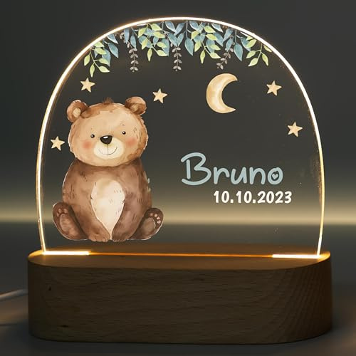 MINIHELDEN - Nachtlicht Baby mit sanftem Licht für Schlafzimmer – Personalisierte Geschenke für Kinder mit Namen – Dimmbares Nachtlicht Kinder – Baby Geschenk zur Geburt – Stilllicht mit USB-Kabel
