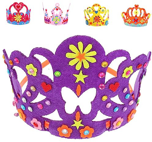 JOINPAYA 5taschen Diy Geburtstagskrone Für Junge Mädchen Aus Filz Mit Verschiedenen Designs Inkl Herz Schmetterling Und Einfarbigen Optionen Kreatives Bastelset Für Partydekoration Und