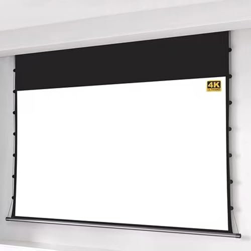 Electric Tab-tensioned Drop Down Screen, Motor Tension Screen, 16: 9 Home Theatre System Compatible for Schools Meeting Conference(84in)