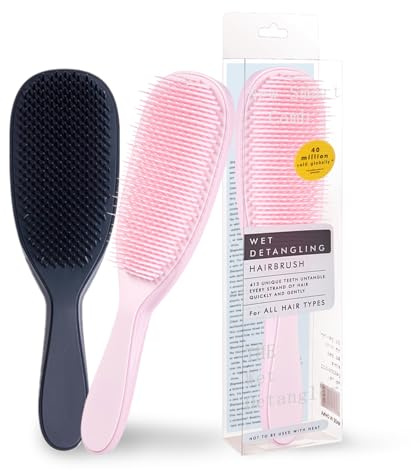 Kzouenzu Cepillo De Pelo Grueso, Peine Antitirones, Reducir El Encrespamiento Y La Rotura, Cepillo Pelo Liso Y Rizado, Cepillo Alisador Para Todo Tipo De Cabello [Negro+Rosa]
