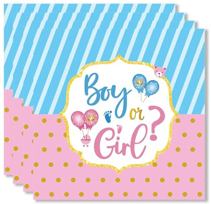 ParPix 20 Stück Gender Reveal Servietten, 33x33cm Boy or Girl Papierserviette, Gender Reveal Party Deko Serviettens,Serviettens Babyparty,Gender Party Tischdeko,Gender Reveal Deko Papierserviette
