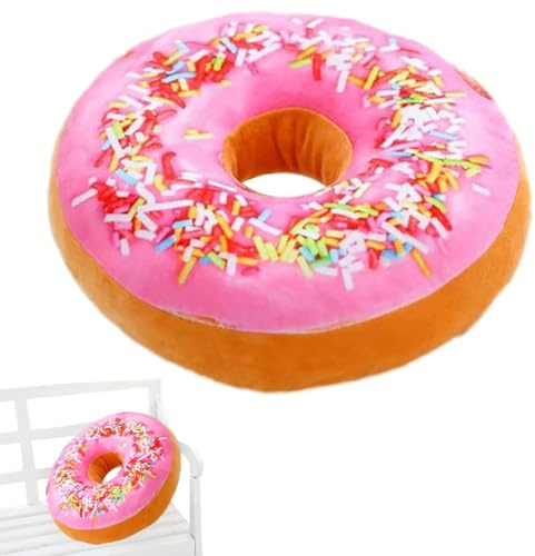Donut-Plüschkissen – großes, rundes Donut-Kissen, süßes Leckerbissen für Kinderzimmer, verspieltes Bodenkissen, gemütliches Lesen, Raumdekoration, für Liebhaber