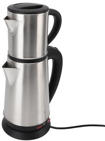 Bouilloire électrique Turque en Acier Inoxydable de 1,8 L avec Théière de 1 L et Bouilloire de 2 L pour thé en Vrac, Tisanes et Tisanes, Ensemble de Théière Multifonction pour un