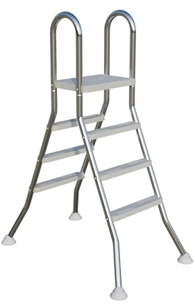 YZNAHRE Edelstahl Poolleiter mit 3 Stufen & ergonomischem Handlauf, rutschfest, als Schwimmbadleiter & Einstiegsleiter für Pooltiefe 1,1 m, 150 kg Tragkraft, Silber, inkl. Montagematerial, Typ C