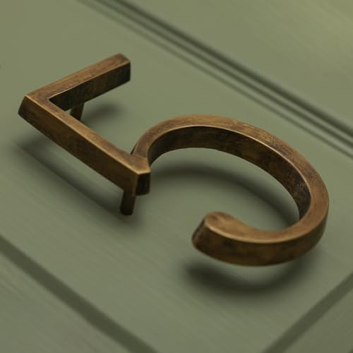 Heritage Brass Floatinig numero civico | 5 pollici moderno porta numeri segni targhe | Numeri indirizzi stradali