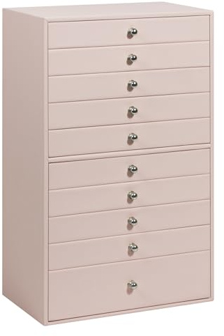 KILHS Jewellery Box, Jewellery Organiser with 10 Drawers, 10-Tier Large Jewelry Box, Can Store Necklaces, Rings, Earrings, Watches,etc., Boxes & Organisers, Gift Idea, Pink