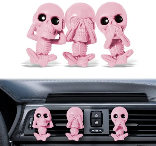 PLUSYES Totenkopf Auto Lufterfrischer Clips, Gothic Deko Innenraum, Horror Halloween Skelett Auto Accessoires, Lustiges Geschenk für Männer und Frauen