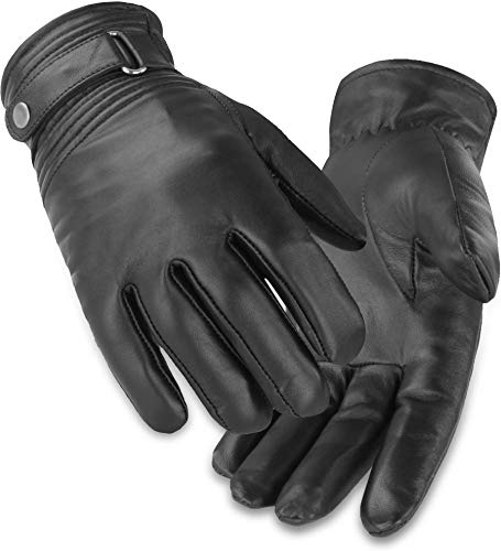 normani BW Bundeswehr Lederhandschuhe gefüttert für Damen und Herren mit Fleecefutter und Lederriemen am Handgelenk