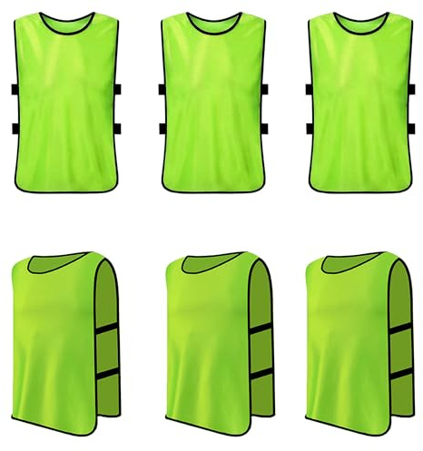 MZSX 6 PCS Scrimmage-Trainingsweste, Trainingsleibchen für Herren Damen, für Fußball, Basketball, Fussballtraining Zubehör, ohne Logo, für Team-Spiel(Fluoreszierendes Grün)