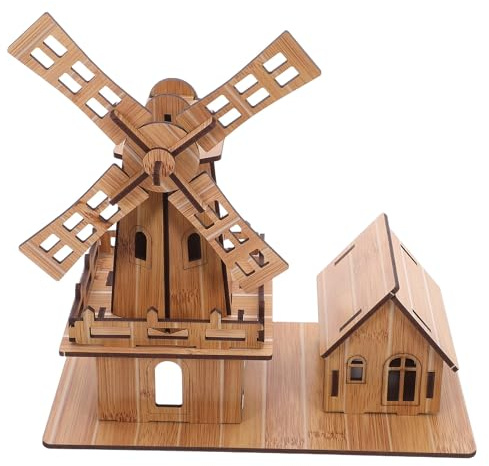 SAFIGLE Windmill Assembly Model DIY Craft Kit for Boy Girl's Science Experiment Puzzle Educational Toy Windmill House Model Stem Science Kit Puzzle