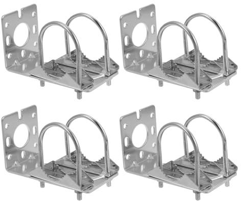 VERDANVERSE 4PCS L-Type Outdoor Antenna Mounting Brackets -Bolts, Alloy Pole Mount for Weather Stations and Electronics Installation, Outdoor Antenna Support Rack