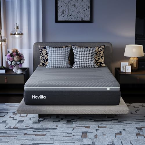 Novilla AiryFlow 12 Inch Queen Size Mattress, Queen Memory Foam Mattress | for Cool Night & Spinal Alignment, Pressure Relief & Motion Isolation, Green Tea-Infused, CertiPUR-US Certified, Medium Firm