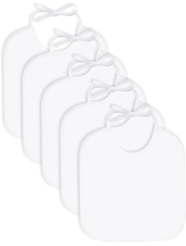 DAFNE 5 baberos para bebé, 100% algodón - Ajustables - Baberos de rizo superabsorbentes, fáciles de lavar y secar, con diseño de lazo - Sin colorantes añadidos - 20 x 25 cm