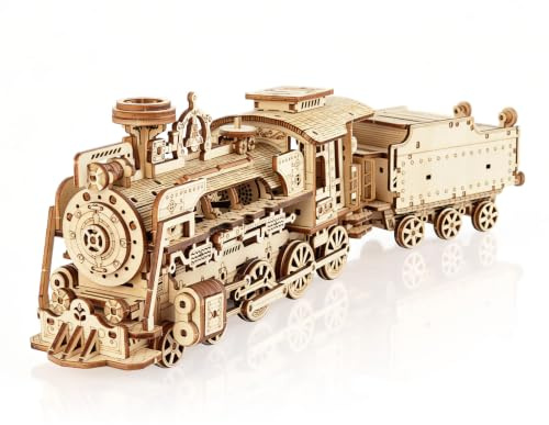 Cuteefun Puzzle 3D Madera Tren de Vapor, Maqueta para Construir [268Piezas]