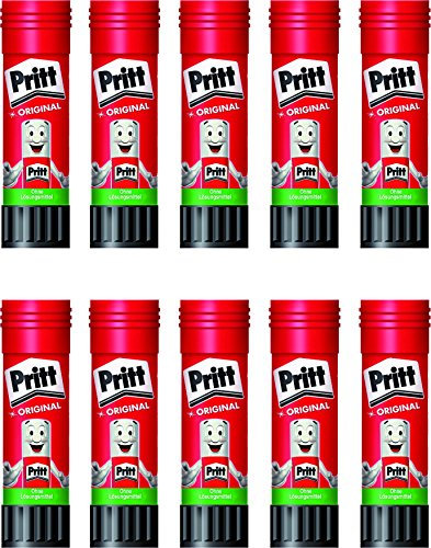 Pritt Klebestift 22 g, transparent, auswaschbar, ablösbar, ohne Lösungsmittel (10 Stück)