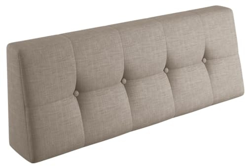 sunnypillow Palettenkissen für Gartenmöbel - Rückenkissen 120x40x20/10cm - Rückenpolster für Bett und Sofa - Palettenpolster für Palettenmöbel - Gesteppte Kissen mit Knöpfen - Rückenlehne Beige