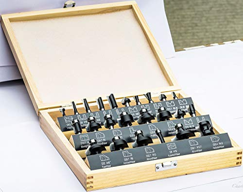 Stehle 24 pièces HW 58502524 Set de Fraises Defonceuses et Rainureuses à Bois avec Tige de 8 mm de Diamètre