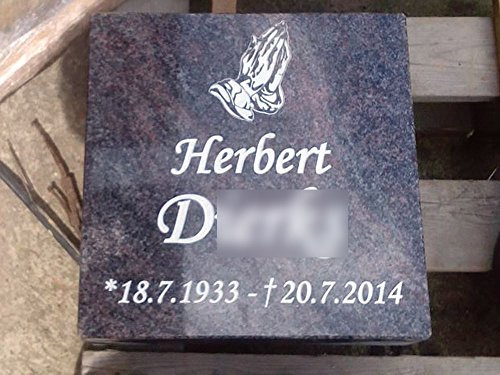 designgrab ParaL001 30x30x10 cm Grabplatte aus Granit Paradiso, inkl. Beschriftung von Vor- und Nachname sowie Geburts- und Sterbedatum