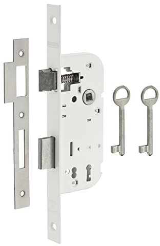 THIRARD Serrure Encastrable à Clé, Axe 40 mm, Bouts Carrés, 2 Tours, Blanc