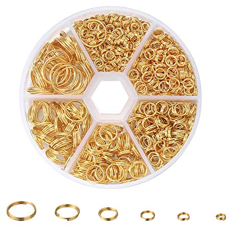 Xiaomoyu Kit Anelli Aperti di Salto, Connettori ad Anello Tondo, 4mm 5mm 6mm 8mm 10mm 12mm Anellini per Portachiavi, Creazione Gioielli, Braccialetti, Collane Fai da Te - 690 Pezzi