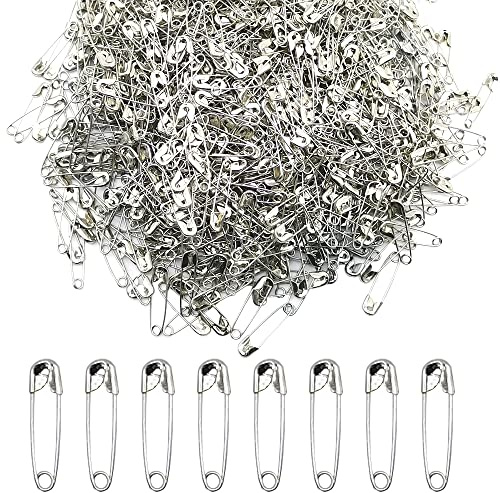 Ruidee 500 Stück Mini Sicherheitsnadeln Kleines Kleidungszubehör für Borten und Verschlüsse (Silber)