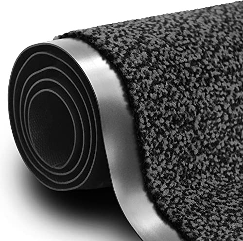 KARAT - Tapis Anti-salissures Sky - Paillasson de Porte antidérapante et Entretien Facile - Paillasson pour l'intérieur et l'extérieur - Tapis de Porte à Poils chinés - Anthracite, 90x150 cm