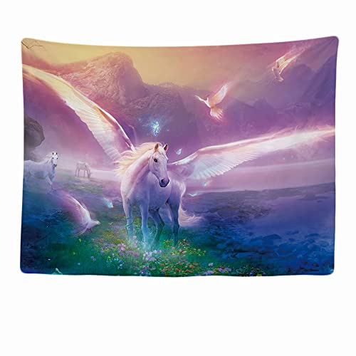 Ulticool Wandteppich, dekorativ, für Schlafzimmer, Einhorn, Pferd, 200 x 150 cm, groß, Stofftapete, Wandteppich, Panorama-Dekoration