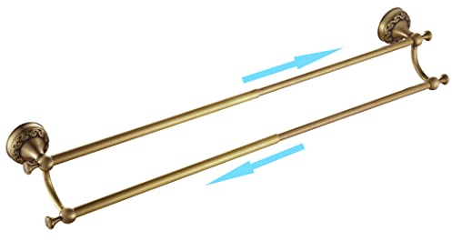 Leyden Brass Double Towel Bar,Adjustable Towel Rack Holder Antique Bathroom Accessories Wall Mount Vintage