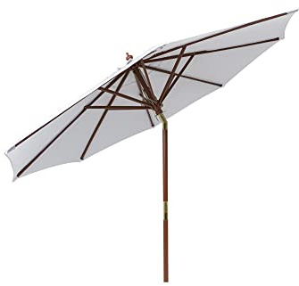 paramondo paramadera Sonnenschirm Holz-Sonnenschirm Knickbar Rund 3 m Gartenschirm Höhenverstellbar Maststärke 48 mm Weiß