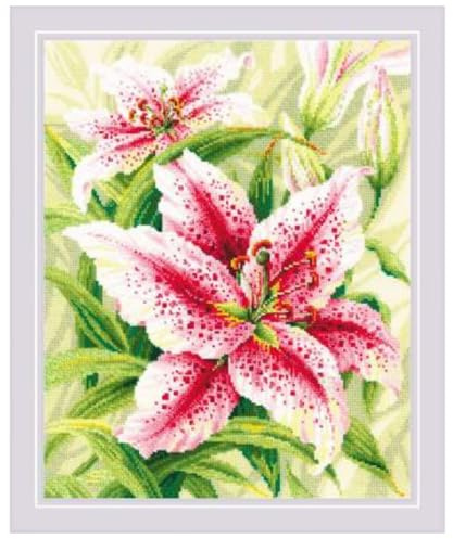 Riolis Kreuzstich Set Lilien, Zählmuster, 40x50cm