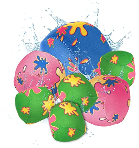 Wasserbälle 7er Set in drei Größen - Pool Spielzeug Splash | Wasserbomben wiederverwendbar | Ball Kinder | Plüschbälle Wasser Waterbomb