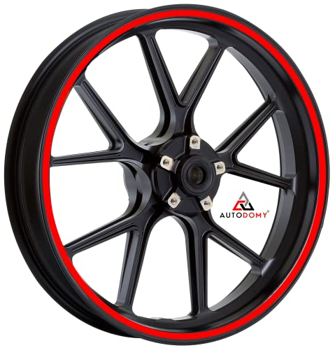 Autodomy | Pegatinas Llantas Moto Juego Completo para 2 Llantas de 15 a 19 Pulgadas | Adhesivos Llanta Moto Resistentes a la Lluvia, Sol, Grasa, Aceite (Rojo, Ancho 10 mm)