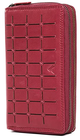 Lavalen® Geldbörse Damen Gross aus Hochwertigem Leder - Portemonnaie Damen Gross viel Platz - Geldbeutel Groß - Portmonee Leder mit RFID Schutz – Stilvolle Brieftasche für Frauen Geschenk - Rot