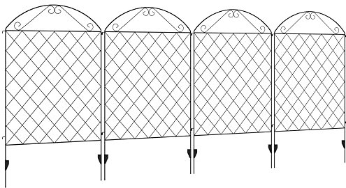 Outsunny Decorative Garden Fencing, 43in x 11.5ft Outdoor Picket Fence Panels, 4PCs Rustproof Metal Wire Landscape Flower Bed Border Edging, Black