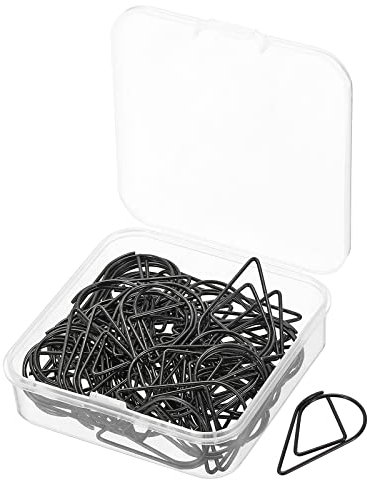 sourcing map 50Stk Metall Papierklemme Tropfen-Geformt mit Box 1.3 Schwarz für Handwerken Organisieren Büro Hause