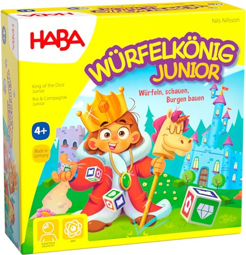 HABA Würfelkönig Junior – Würfelspiel für Kinder ab 4 Jahren – Gesellschaftsspiel für 2-4 Spieler – einfache Regeln, großer Spielspaß – Made in Germany – 1307126001