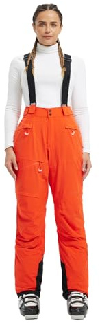fit space Women's Ski Pants Waterproof 15,020mm Deachable Stretch Suspenders Winter Alpine Snowboarding Pants (Carrot,Small)