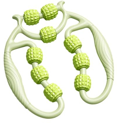 Amagogo Arm-Bein-Massagegerät, 9 Räder, Muskel-Roller, Bein-Massagegerät, leicht, kreisförmige Beinklemme, Bein-Roller für den Innenhals, Grün