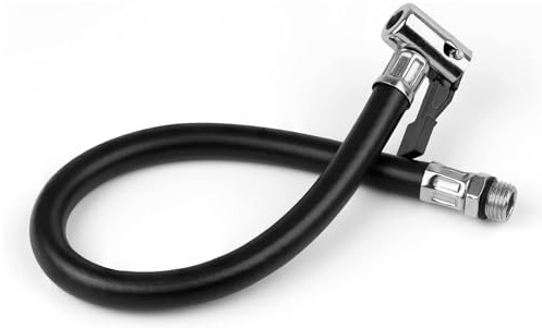 AUTOZOCO Manguera para inflador de neumático, latiguillo hinchador, Adaptador Manguera de Inflado Neumáticos, Apto para Bicicleta, Motocicleta, Coche, Diámetro Rosca 12.5 mm, Longitud 37 cm, Acodado