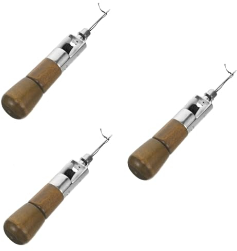 VILLCASE 3 Juegos Maquina De Coser a Mano Para Cuero Las Herramientas Punzón Herramienta De Coser Kit De Fabricación De Cuero Punzón De Cuero Reparación De Zapatos Trabaja Accesorios Metal