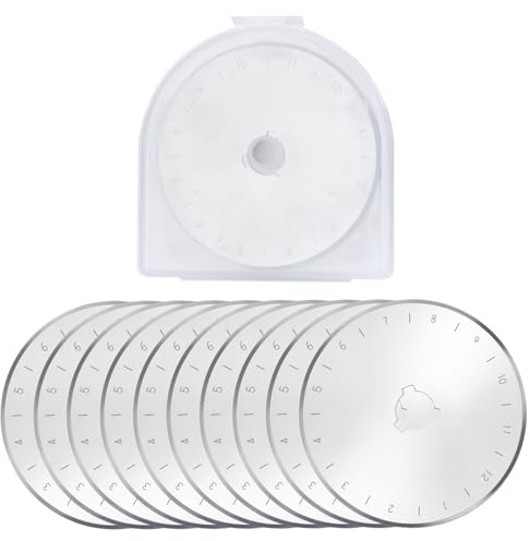 LEONTOOL 60MM Rotary Cutter Klingen 10er Pack Stoffschneiderad SK5 Sharp Ersatz-Rotationsklinge Nachfüllpackung Quilten Nähen Kunsthandwerk Stoff Papier Leder Schneiden Werkzeug
