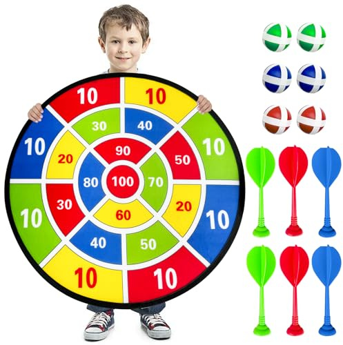 66 cm Cible de fléchettes pour Enfants,fléchettes unilatérale,Jeu de Lancer,Cadeau Amusant pour Les Enfants de Sport intérieur/extérieur (Jaune, 66CM)