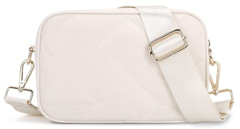 HOMIEE Damen Umhängetasche Crossbody Bag Kleine Handytasche zum Umhängen, Moderne Mode Shoulder Bag mit Verstellbarem langen Riemen, Weiß