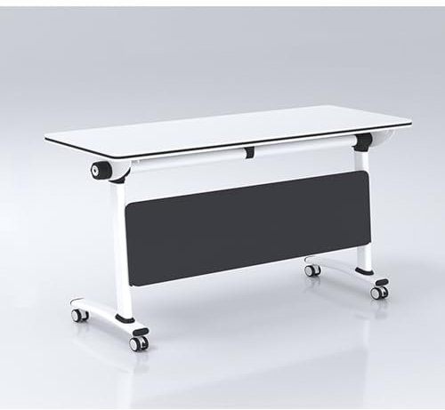 Tragbarer Klapptisch Konferenztisch mit Feststellrädern, multifunktionaler mobiler Tisch für Büro, Konferenzräume, Trainingsräume und Klassenzimmer (Nussbaum)