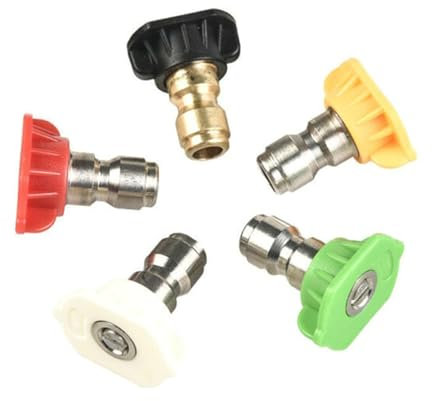 NIHENHAO Juego de 5 boquillas de lavado de coche de 1/4 pulgadas, conector rápido, lanzas de metal, pistolas de agua de alta presión, boquilla de lavado de jabón