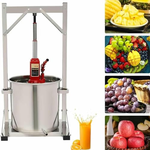 Pressoir à fruits, broyeur à raisin pour la fabrication du vin, presse à fruits et à vin manuel en acier inoxydable, avec 2 barils en acier inoxydable, pour l'extérieur, la cuisine et la maison~/ ( 36