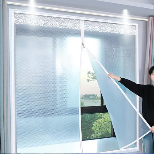 tow000ack Wärmeschutzvorhang,Thermo Isolier-Schutz-Vorhang,Winter-Fenster-Isolierset,Außen & Innen Kälteschutz Wärmeisolierung Fensterfolie,Mit Reißverschluss,Breite x Höhe (220cm x 240cm)