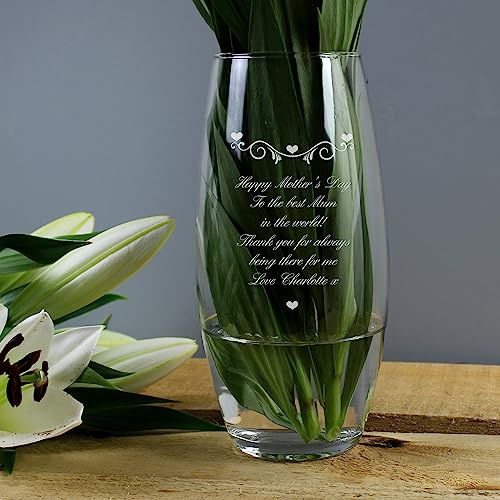 Custom Personalised Hearts & Swirls Bullet Vase - Anniversary, For Her, Wedding, Mothers Day, Engagement, Birthday