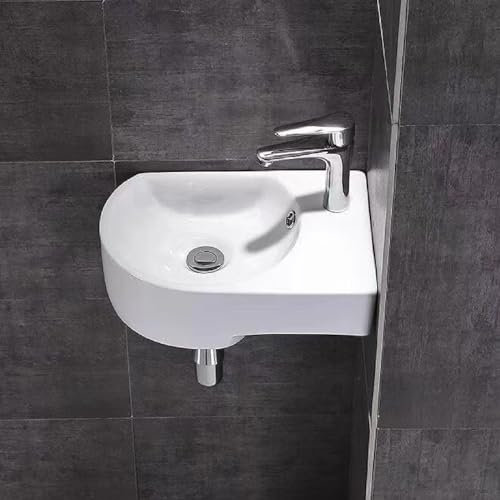 NSTVVEE Lavabo de Salle de Bain Facile à Installer, lavabo Suspendu, Petit Appartement, Salle de Bain, Balcon, lavabo d'angle Mural, lavabo en céramique, vestiaire, Restaurant, Jardin (Bla