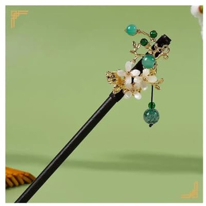 Épingle à Cheveux Épingles à baguettes à pampilles chinoises en bois Vintage for femmes, ornements de cheveux, accessoires de bijoux, pince à cheveux Hosta, épingle à cheveux rétro chinoise Bâtons à C